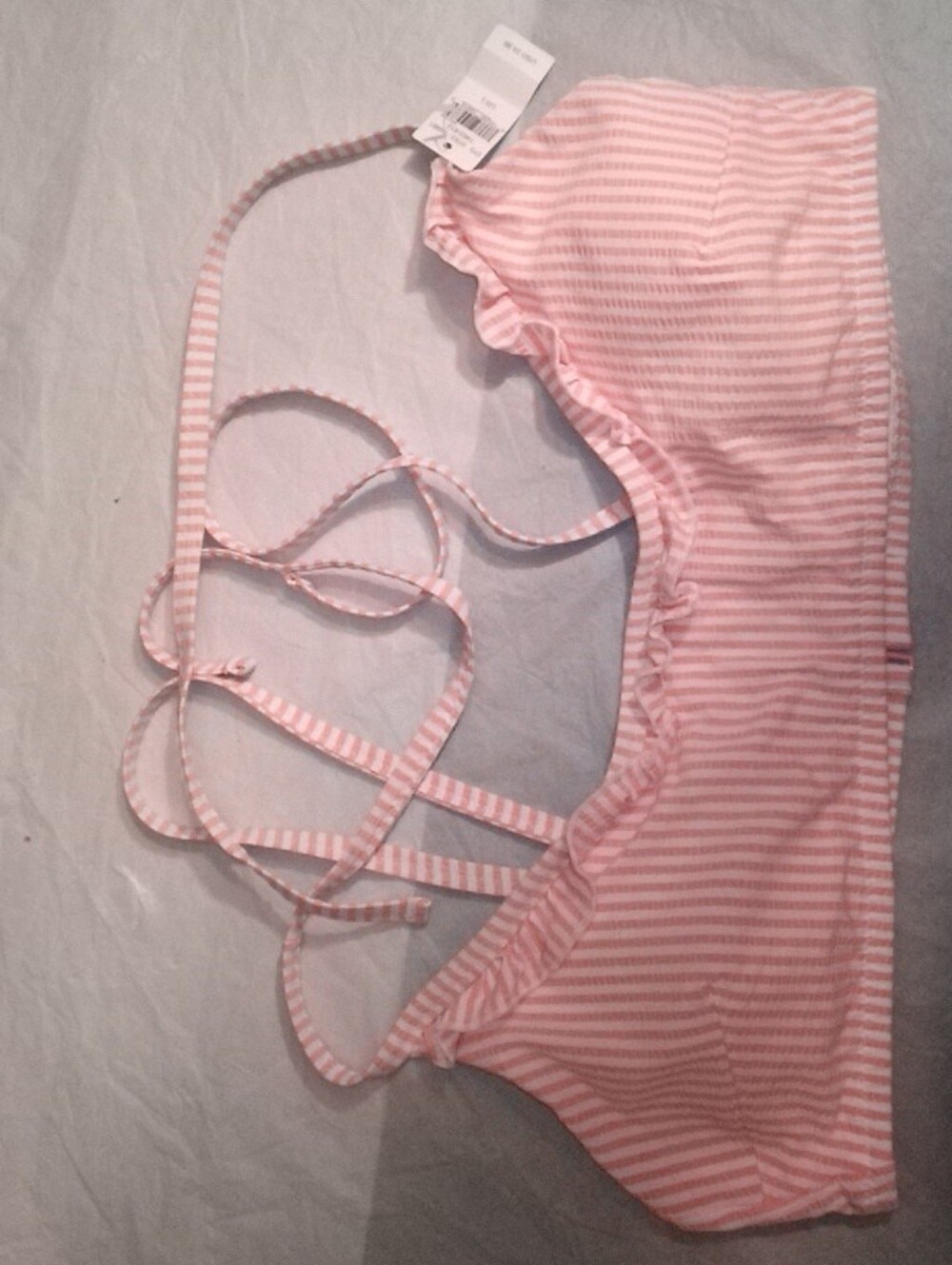 Aerie Large Pink And White Striped Bikini Top NWT